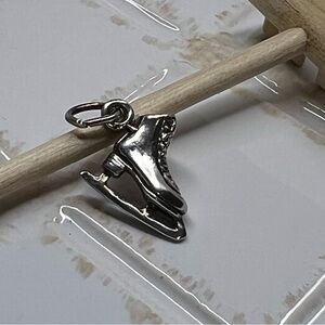 Vintage Sterling Silver Ice Skate Charm Pendant 925